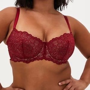 🔹DARK RED LACE UNLINED BALCONETTE BRA